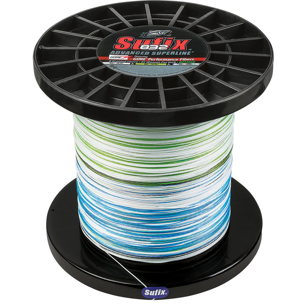 Sufix 832 Advanced Superline® Bulk Metered 3000yds, 100lb, White - Neon Lime - Blue