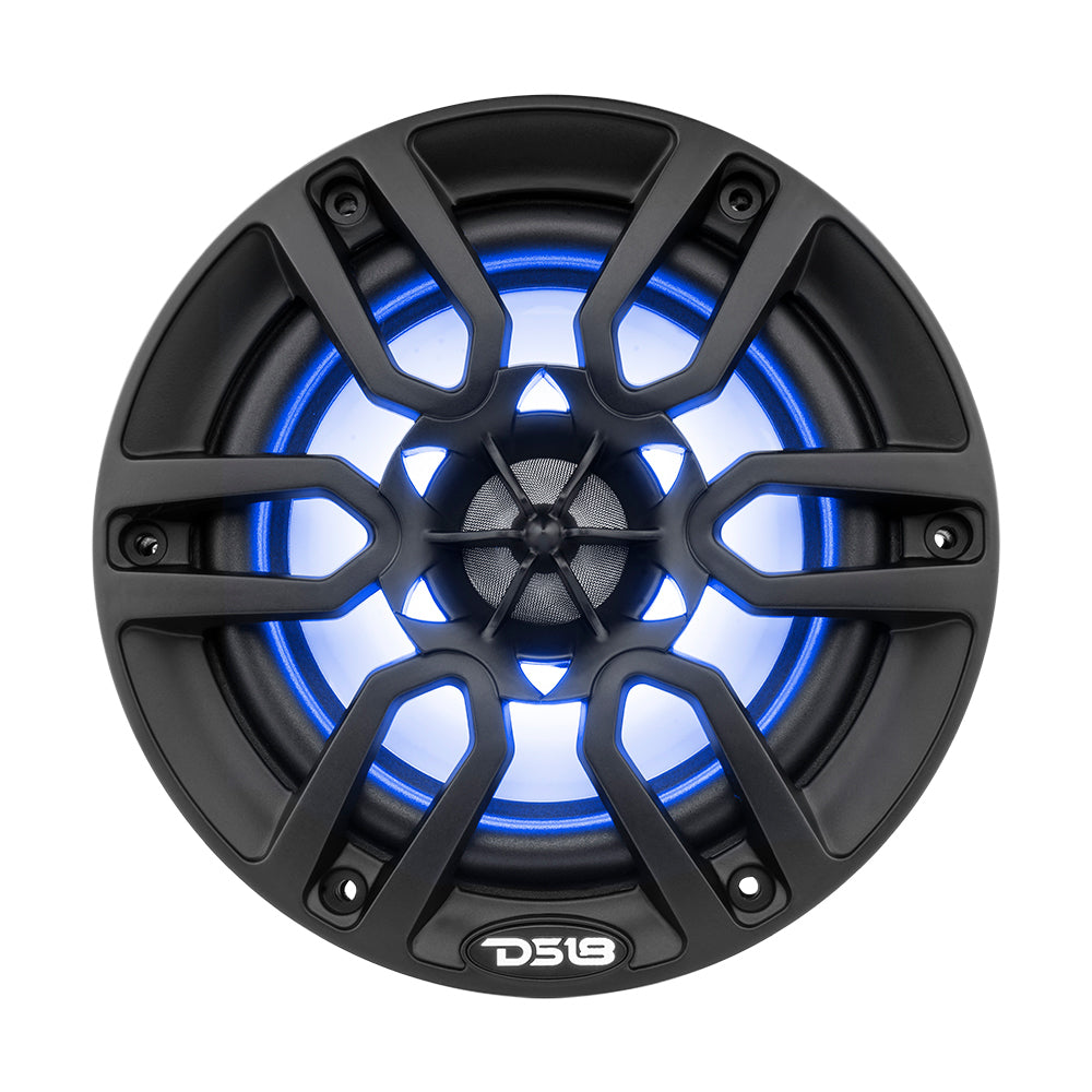 DS18 HYDRO 6.5" 2-Way Marine Speakers w/ RGB Lights - Matte Black