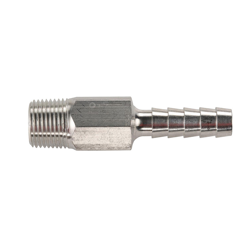 Attwood Universal Aluminum Fuel Hose Fitting - 3/8" NPT x 3/8" Barb - (Anti-Siphon Valve)
