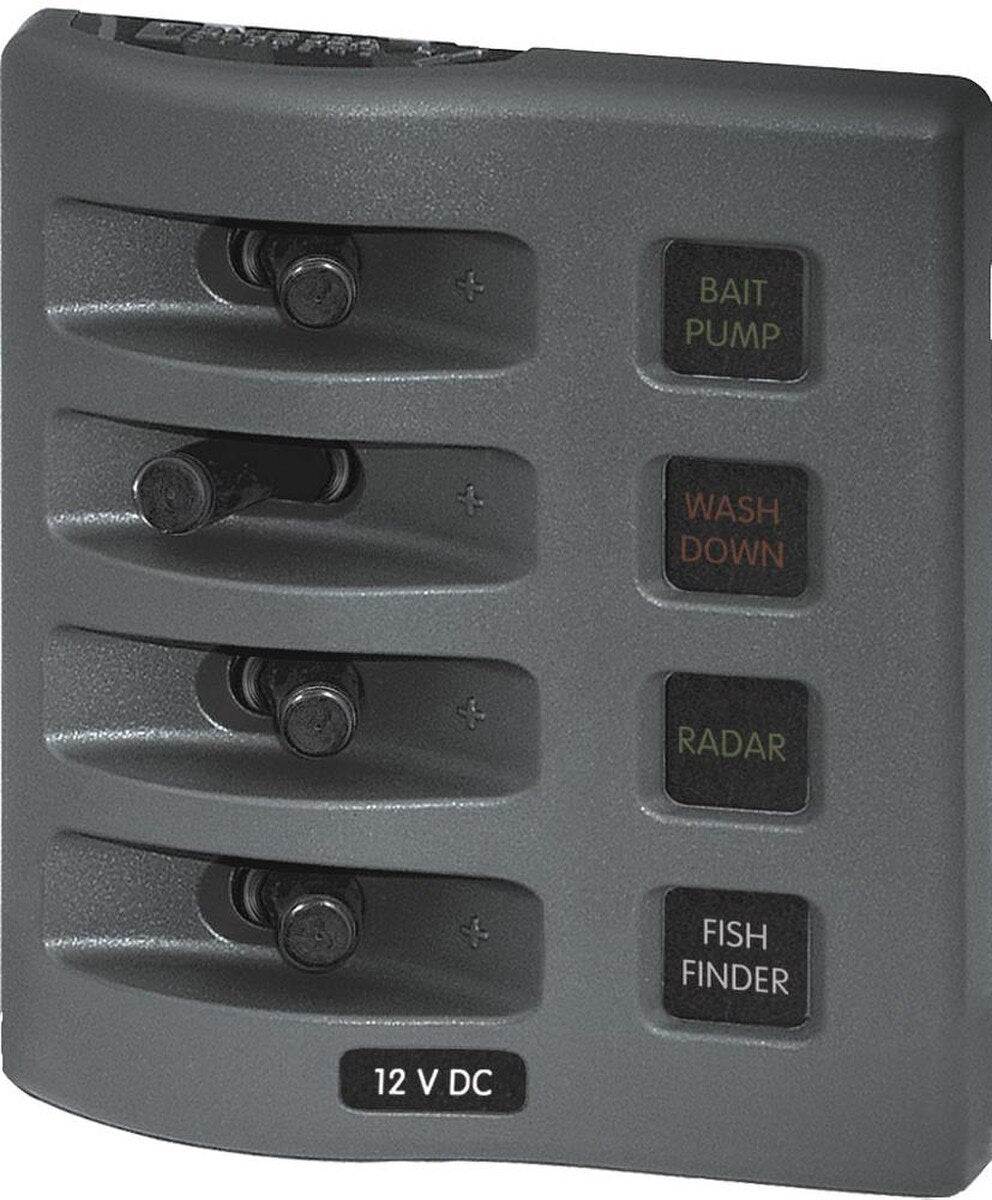 Weather Deck Switch Panel - 4 Circuit + Integrated Fuse Panel