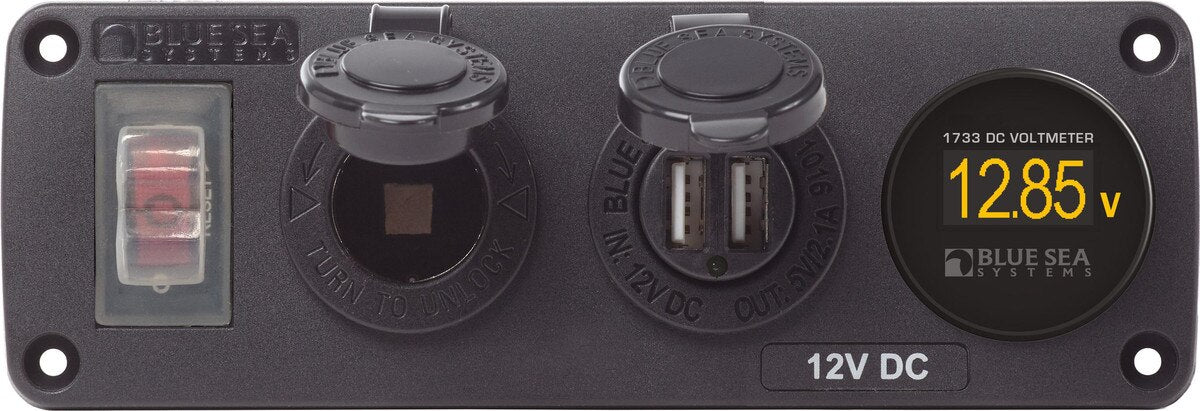 Circuit Accessory Panel - Socket + Dual USB + Volt Meter