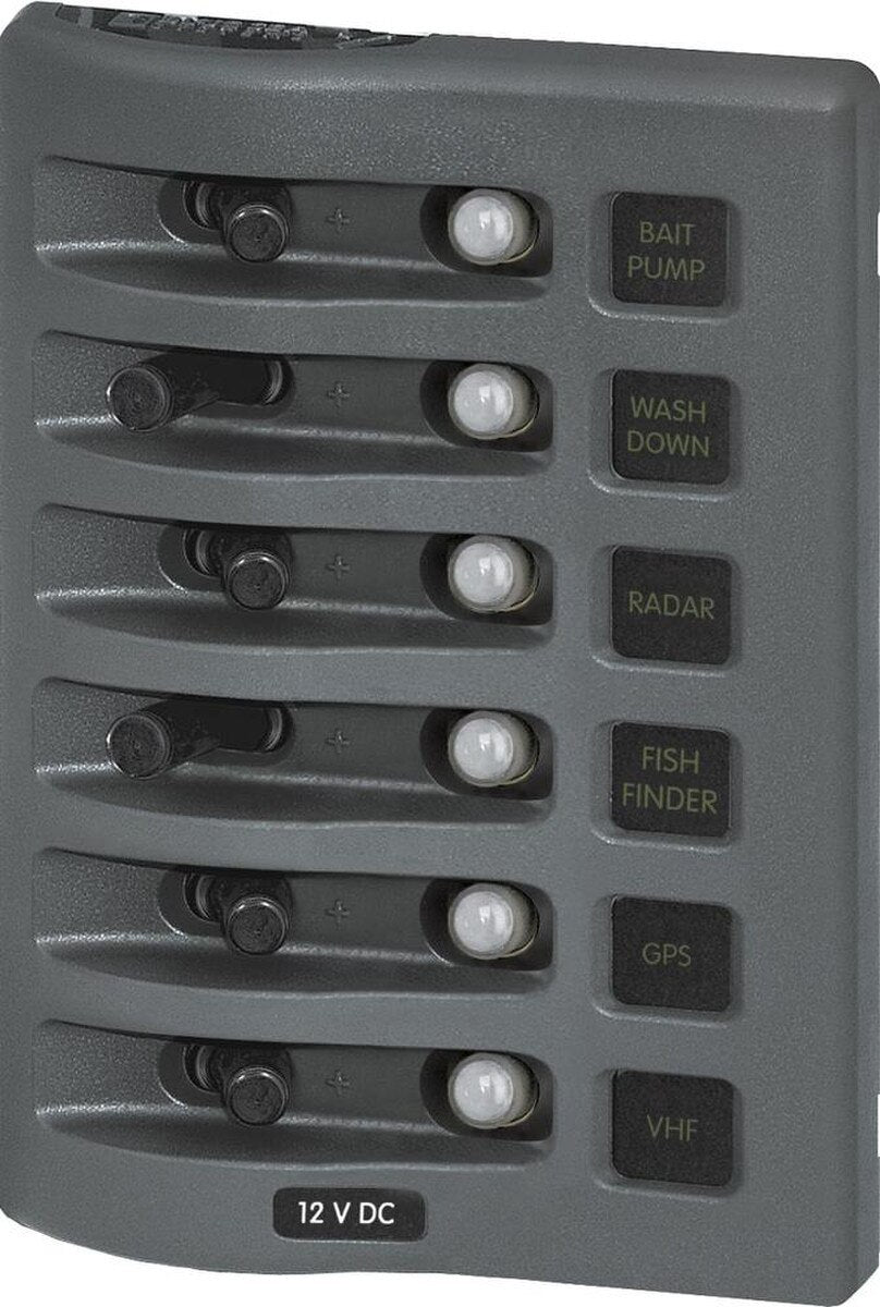 Weather Deck Switch Panel - 6 Circuit + Integrated Breaker Panel