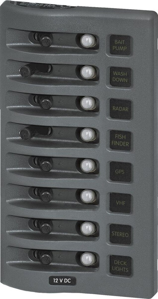 Weather Deck Switch Panel - 8 Circuit + Integrated Breaker Panel