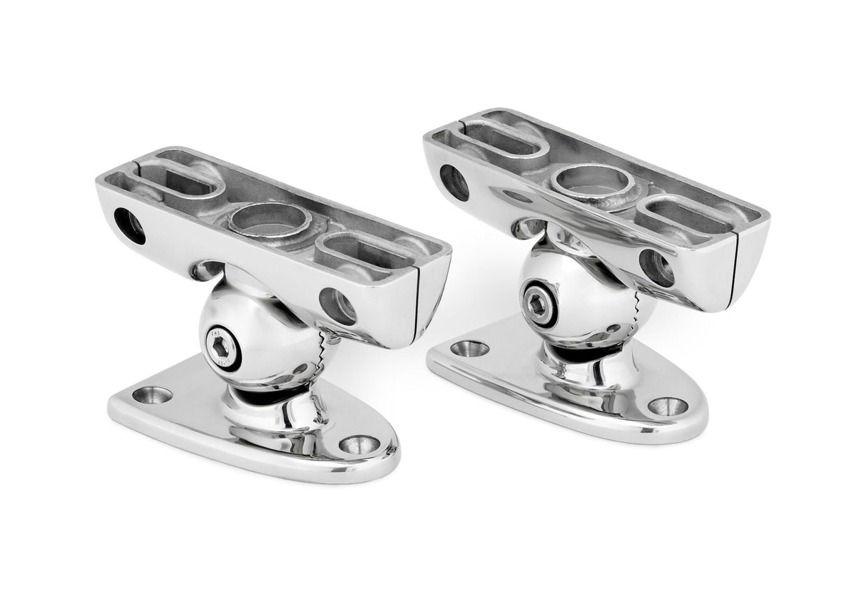 A pair of deck mounting fixtures for ETXv2 and ETXv3 models.