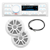 Boss Audio MCK500WB.6 Kit w/MR500UAB, 2 MR6W Speakers, MRANT10 Antenna, & White Remote