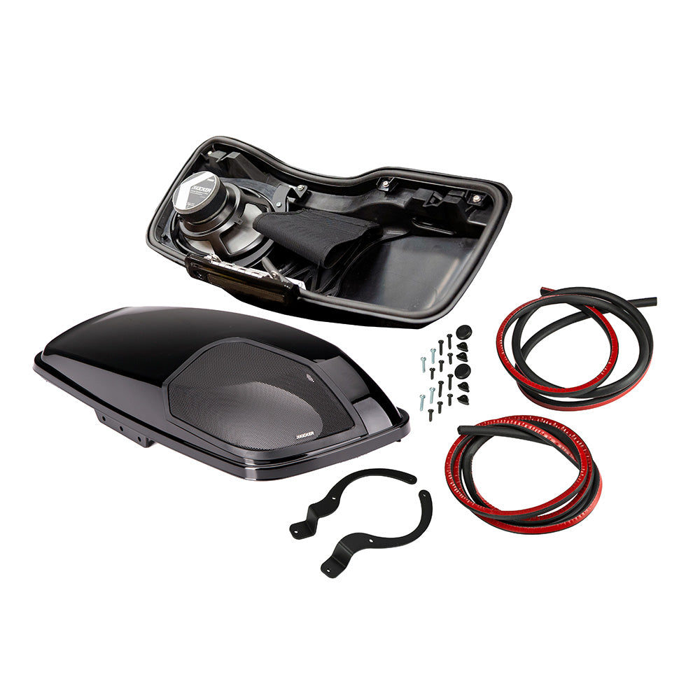 KICKER Harley Davidson Bag Lid Pair w/6x9" Speakers & Harness f/Harley Davidson 2014-Present Models - Vivid Black