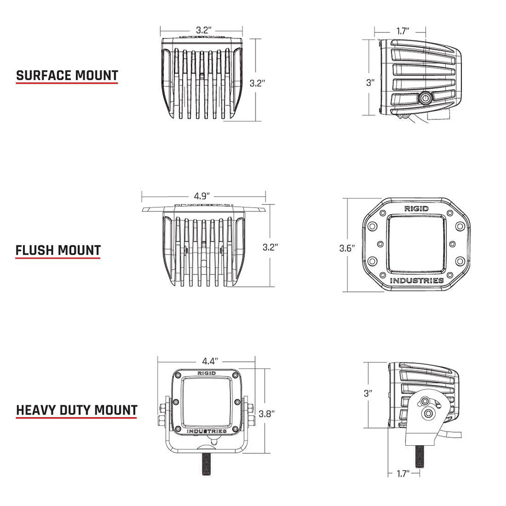 RIGID Industries D-Series Surface Mount Hyperspot - Pair