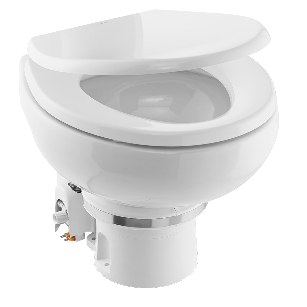 Dometic™ MasterFlush 7160 White Electric Macerating Toilet w/Orbit Base, Raw Water Flush - 24V