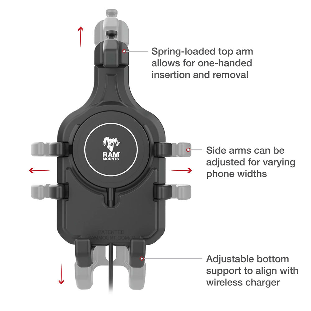Ram Mount RAM® Quick-Grip™ Pro w/Ball & Qi2 15W Wireless Charger