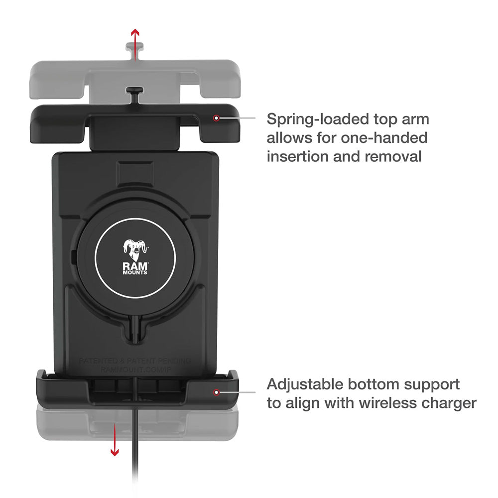 Ram Mount RAM® Quick-Grip™ Pro XL w/Ball & Qi2 15W Wireless Charger
