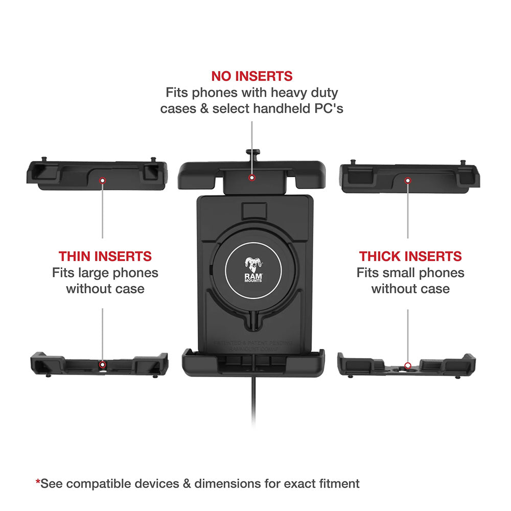 Ram Mount RAM® Quick-Grip™ Pro XL w/Ball & Qi2 15W Wireless Charger