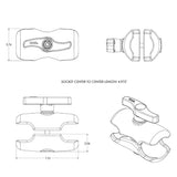 RAM Mount Double Socket Short Arm f/3-3/8" E Size Ball Base