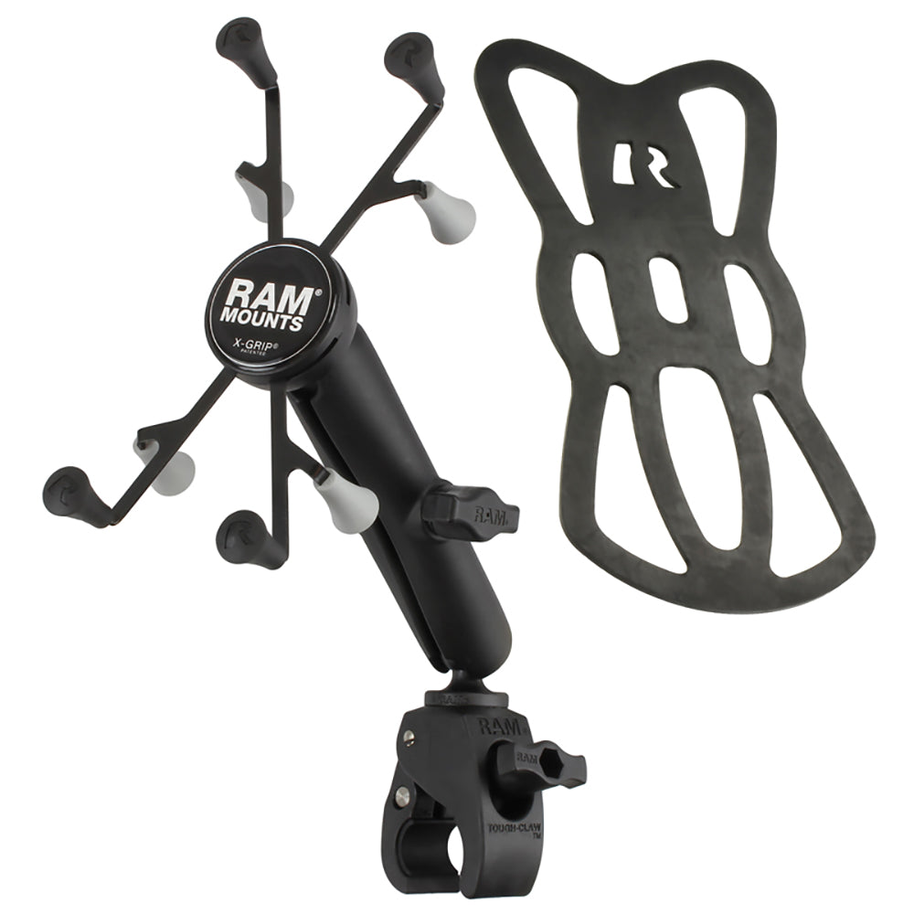 RAM Mount Tough-Claw™ Base w/Long Double Socket Arm & Universal X-Grip® Cradle w/1" Ball f/7" Tablets