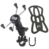 RAM Mount Handlebar Rail Mount w/Zinc Coated U-Bolt Base & Universal X-Grip® Large Phone/Phablet Cradle