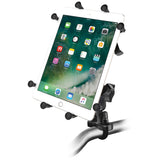 RAM Mount Handlebar Rail Mount w/Zinc Coated U-Bolt Base & Universal X-Grip® Cradle for 10" Large Tablets