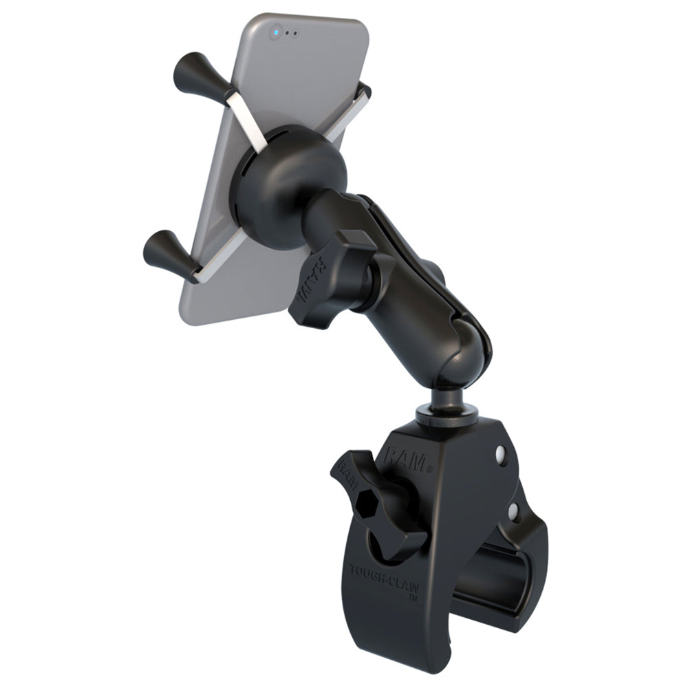 RAM Mount Small Tough-Claw™ Base w/Double Socket Arm & Universal X-Grip® Cell/iPhone Cradle