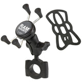 RAM Mount RAM® Torque™ 1 1/8" - 1 1/2" Diameter Handlebar/Rail Base with B Size 1" Ball, Short Arm and X-Grip® for Phones