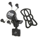 RAM Mount RAM® Torque™ 3/4" - 1" Diameter Handlebar/Rail Base with 1" Ball, Short Arm and X-Grip® for Phones
