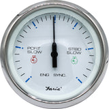Faria 4" Chesapeake SS White Engine Synchronizer - Dual Gas & Var Ratio Alt Diesel