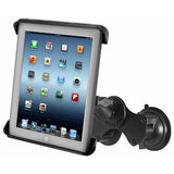 RAM Mount Double Twist-Lock™ Suction Cup Mount w/Tab-Tite™ Universal Spring Loaded Cradle f/Apple iPad 1-4 w/or w/o Light Duty Case