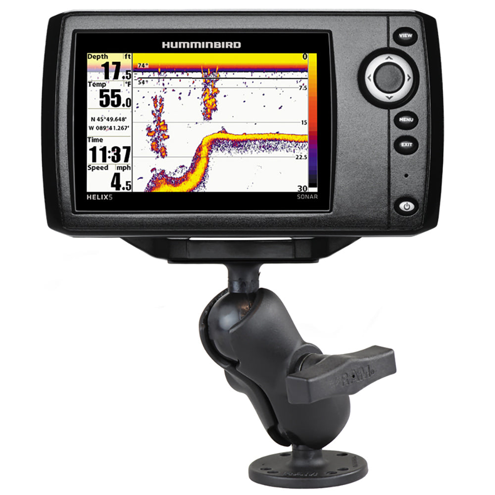RAM Mount 1.5" Ball Mount w/2.5" Round Base, Short Arm & 1.5" x 3" Plate f/Humminbird Helix 5 Only