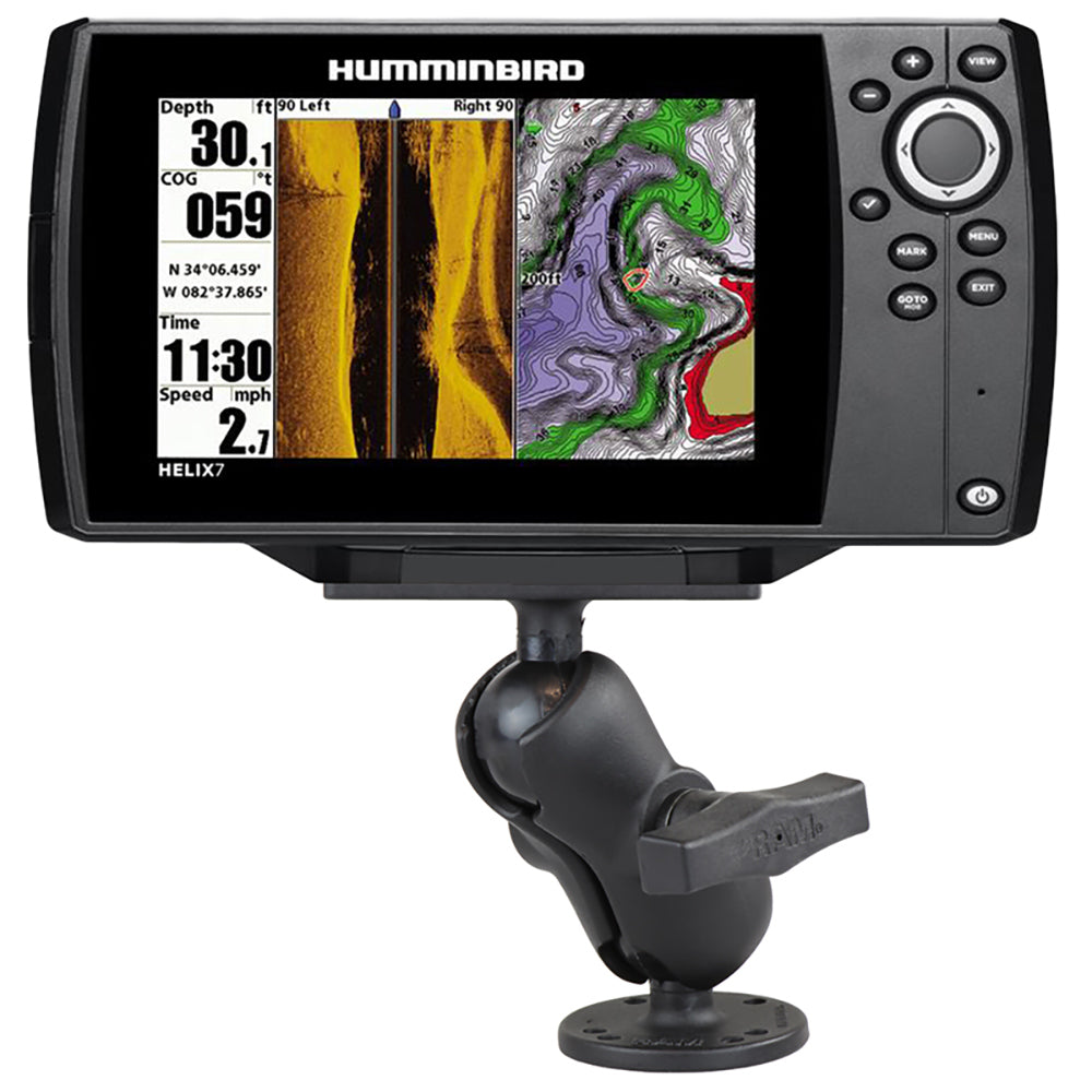 RAM Mount 1.5" Ball Mount w/2.5" Round Base, Short Arm & 2" x 4" Plate f/Humminbird Helix 7 Only