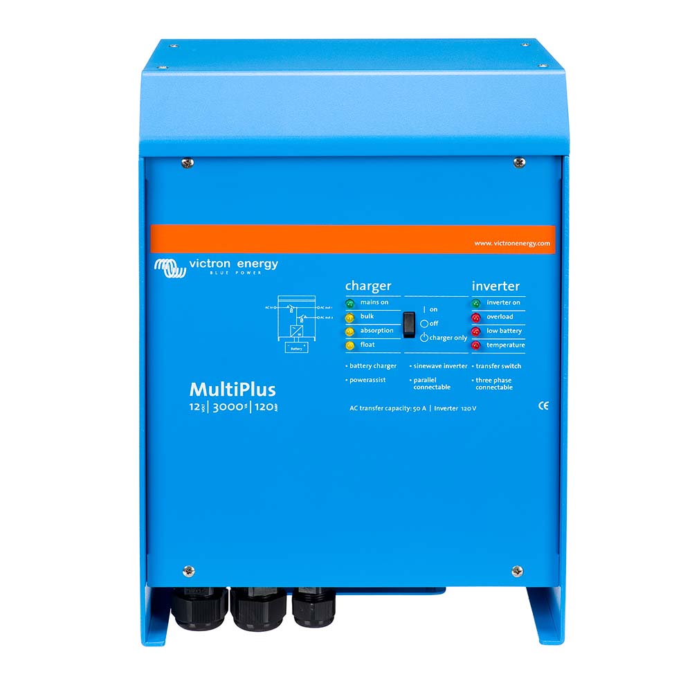 Victron MultiPlus Inverter/Charger 12 VDC - 3000VA - 120vAC w/120AMP Battery Charger - 50AMP Transfer Switch