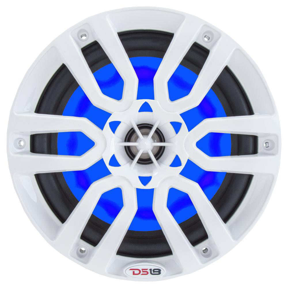 DS18 HYDRO 6.5" 2-Way Marine Speakers w/ RGB Lights - White