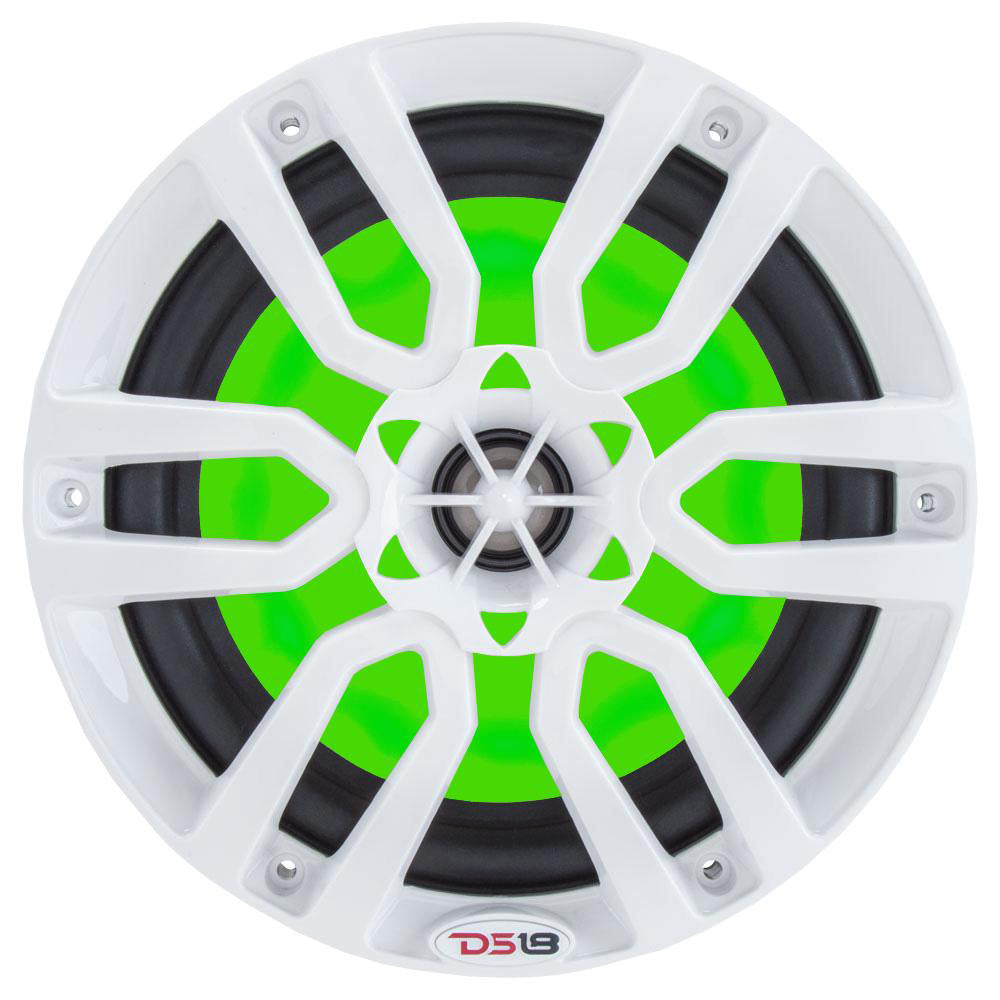 DS18 HYDRO 6.5" 2-Way Marine Speakers w/ RGB Lights - White
