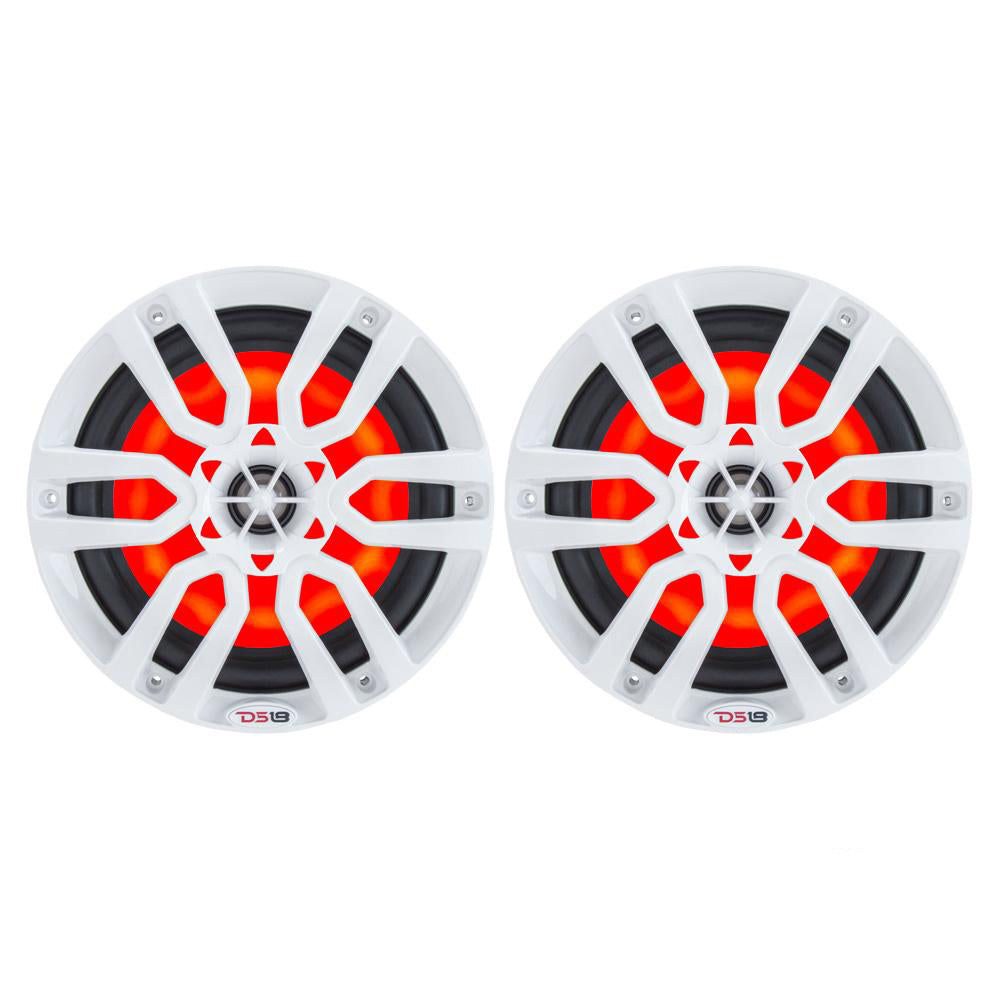 DS18 HYDRO 6.5" 2-Way Marine Speakers w/ RGB Lights - White