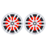 DS18 HYDRO 6.5" 2-Way Marine Speakers w/ RGB Lights - White