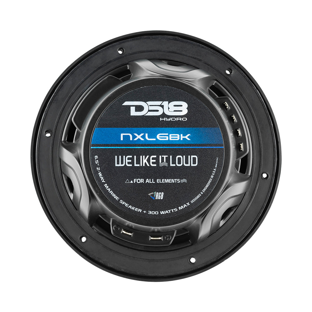 DS18 HYDRO 6.5" 2-Way Marine Speakers w/ RGB  Lights - Matte Black