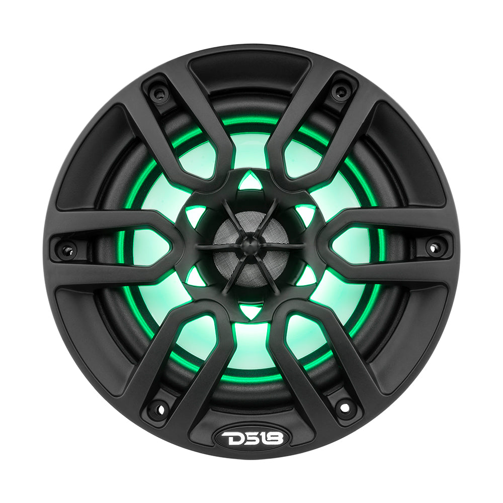 DS18 HYDRO 6.5" 2-Way Marine Speakers w/ RGB  Lights - Matte Black