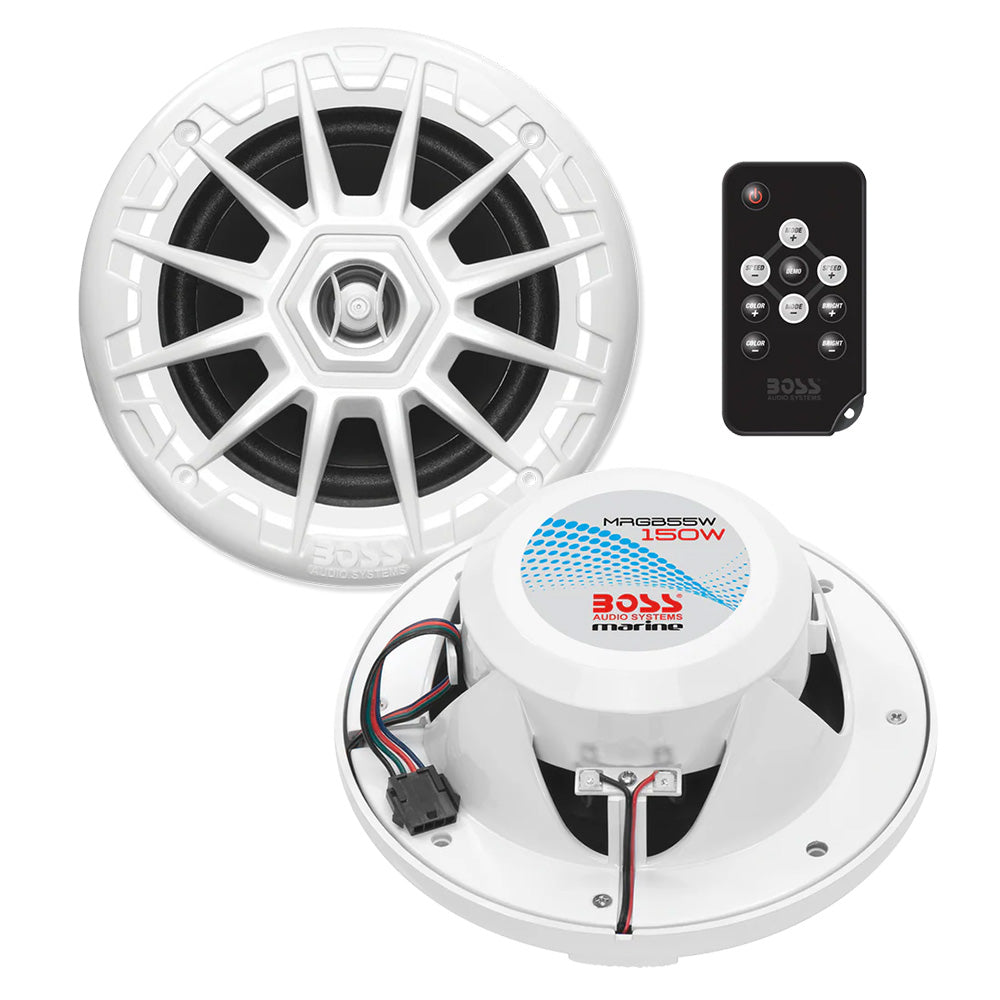 Boss Audio MRGB55W 5.25" Marine Speakers w/RGB Lighting - White