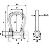 Wichard Captive Pin Bow Shackle - Diameter 6mm - 1/4"