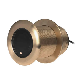 A bronze-colored Airmar Chirp-ready transducer designed for use in smaller boats.