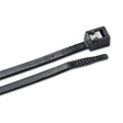 A pair of black self-cutting zip ties with stainless steel cutters.