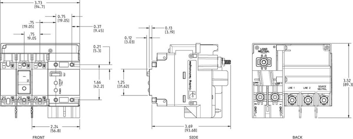 C-Series ELCI 120/240v AC Double Pole Main Circuit Breaker - 50A