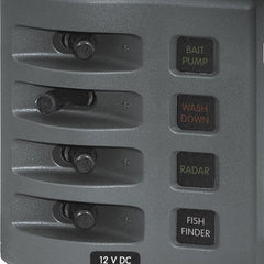 Weather Deck Switch Panel - 4 Circuit + Integrated Fuse Panel