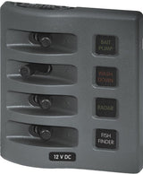 Weather Deck Switch Panel - 4 Circuit + Integrated Fuse Panel