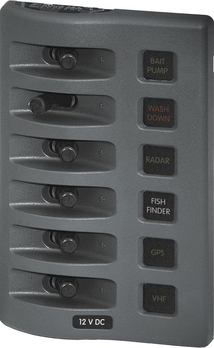 Weather Deck Switch Panel - 6 Circuit + Integrated Fuse Panel