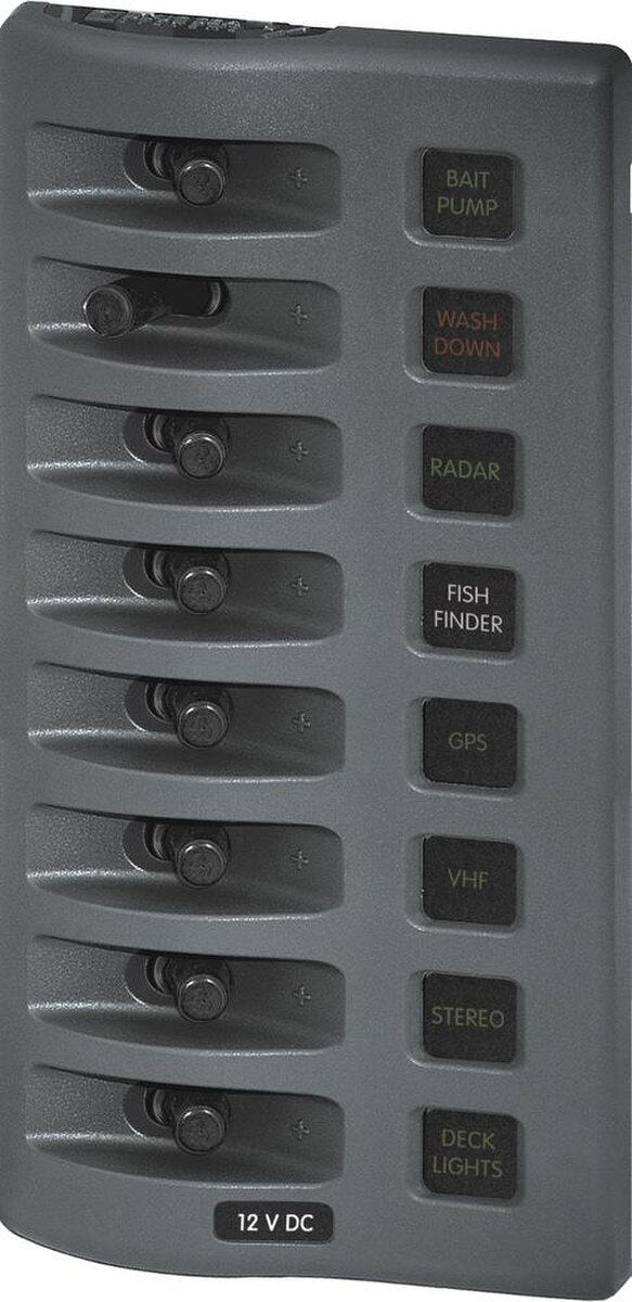 Weather Deck Switch Panel - 8 Circuit + Integrated Fuse Panel