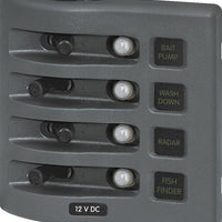Weather Deck Switch Panel - 4 Circuit + Integrated Breaker Panel