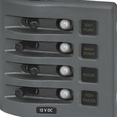 Weather Deck Switch Panel - 4 Circuit + Integrated Breaker Panel