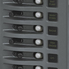 Weather Deck Switch Panel - 6 Circuit + Integrated Breaker Panel