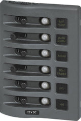 Weather Deck Switch Panel - 6 Circuit + Integrated Breaker Panel