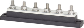 A photo of a MaxiBus 250A BusBar with six 5/16" studs, typically used in electrical wiring for organizing and distributing power.