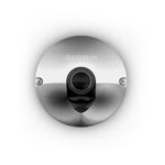 A stainless steel flush mount camera with a visible brand logo, designed for marine use.