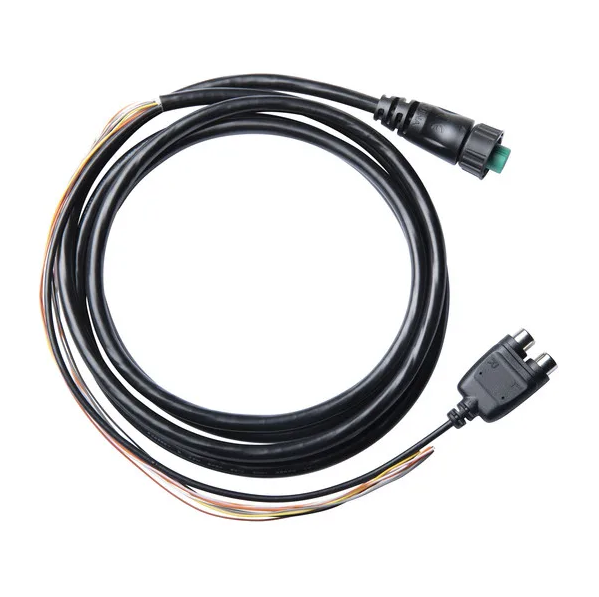 A black NMEA 0183 data communication cable with bare wires and an RCA connector.