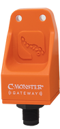 An orange C-Monster Gateway device designed for connecting and controlling boat accessories.